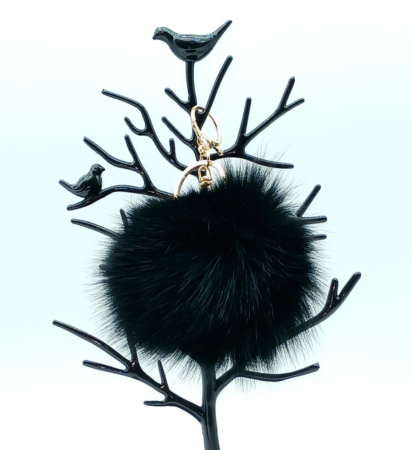 Genuine Fox Fur Round Pom Keychain Bag Charm