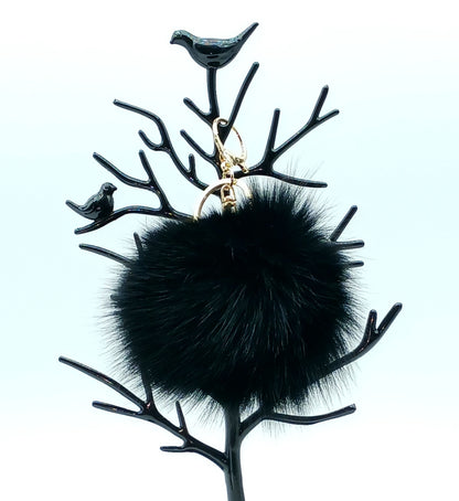 Genuine Fox Fur Round Pom Keychain Bag Charm