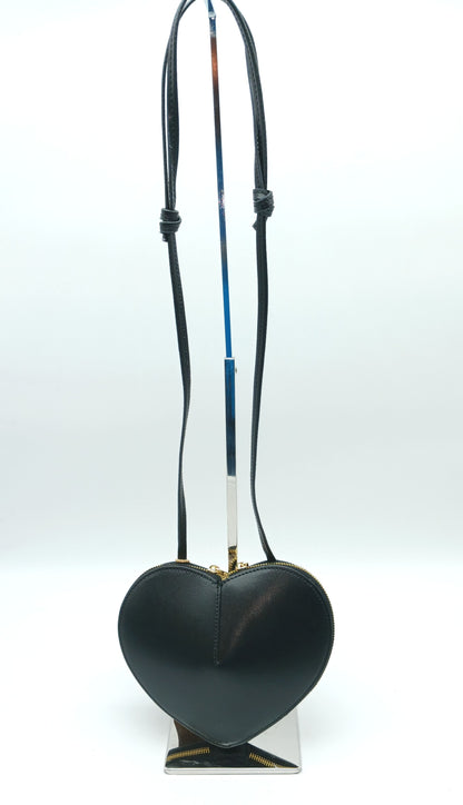 Black Genuine Leather Heart Crossbody Handbag – Made In Italy