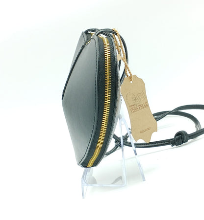 Black Genuine Leather Heart Crossbody Handbag – Made In Italy