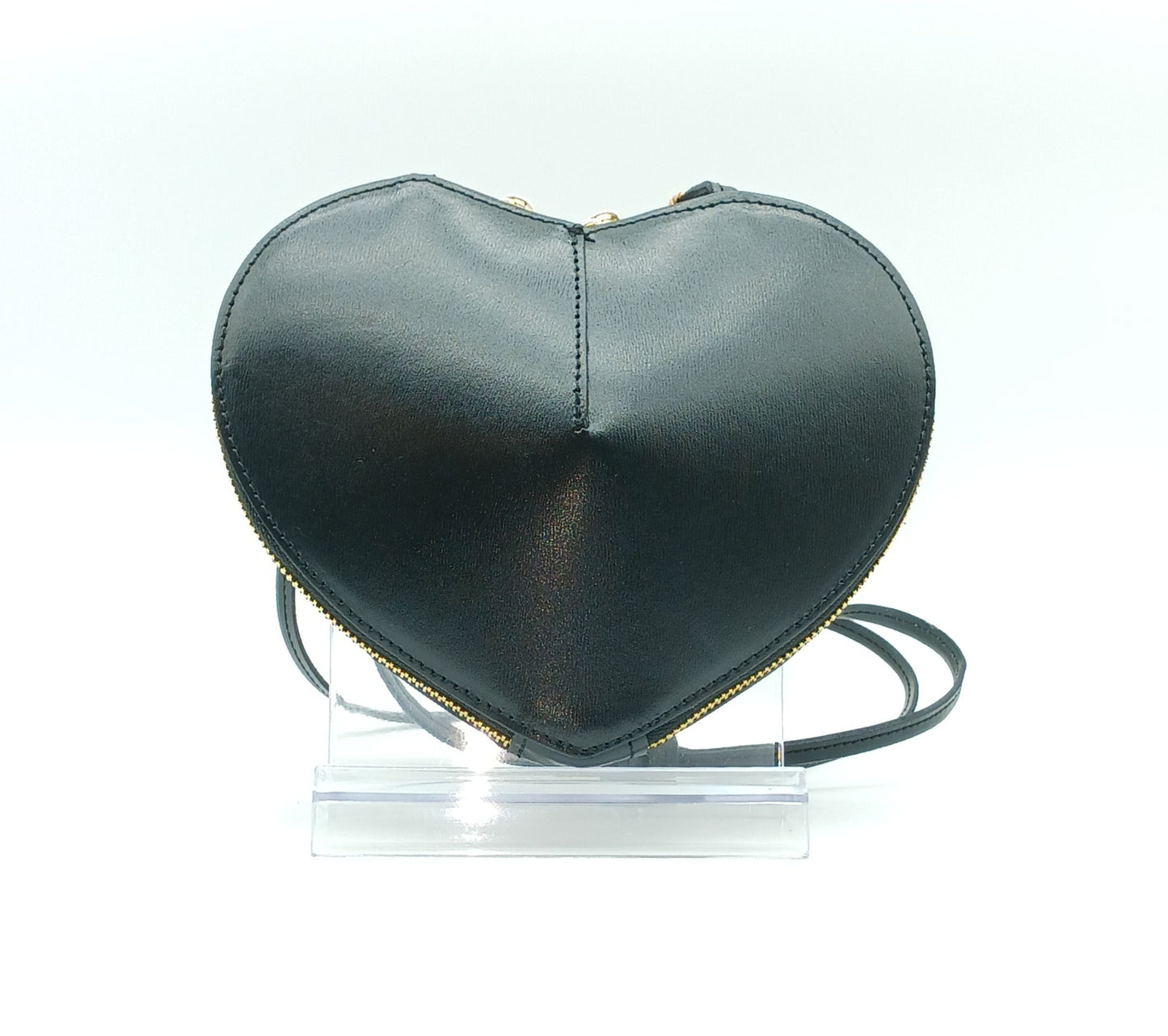 Black Genuine Leather Heart Crossbody Handbag – Made In Italy