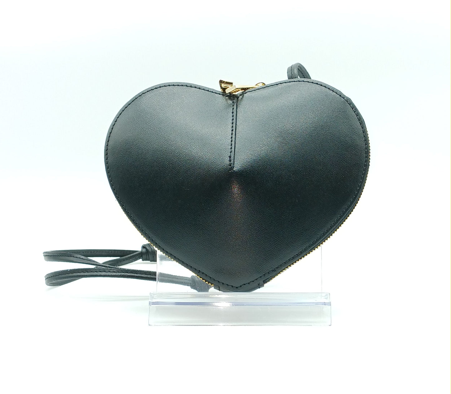 Black Genuine Leather Heart Crossbody Handbag – Made In Italy