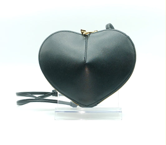 Black Genuine Leather Heart Crossbody Handbag – Made In Italy