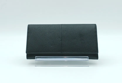 Italian Genuine Pebble Leather Wallet - Black