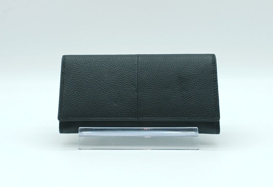 Italian Genuine Pebble Leather Wallet - Black