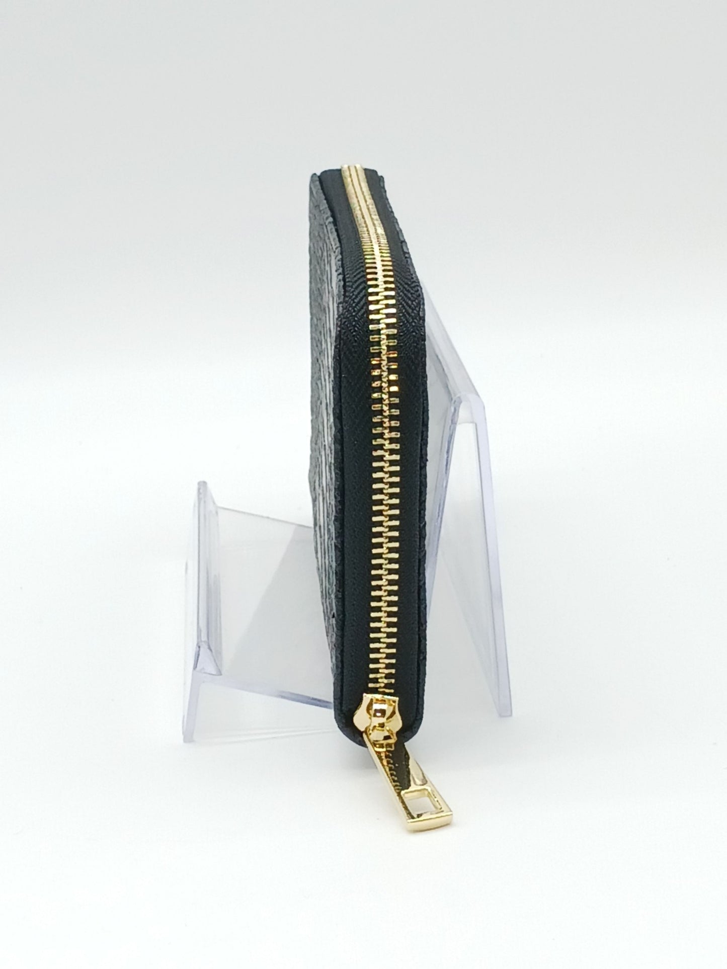 Genuine Snake Embossed Leather Zip Wallet – Made In Italy - Black
