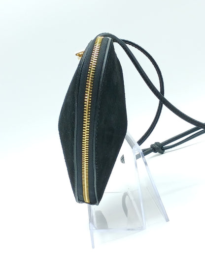 Black Genuine Suede Heart Crossbody Handbag – Made In Italy