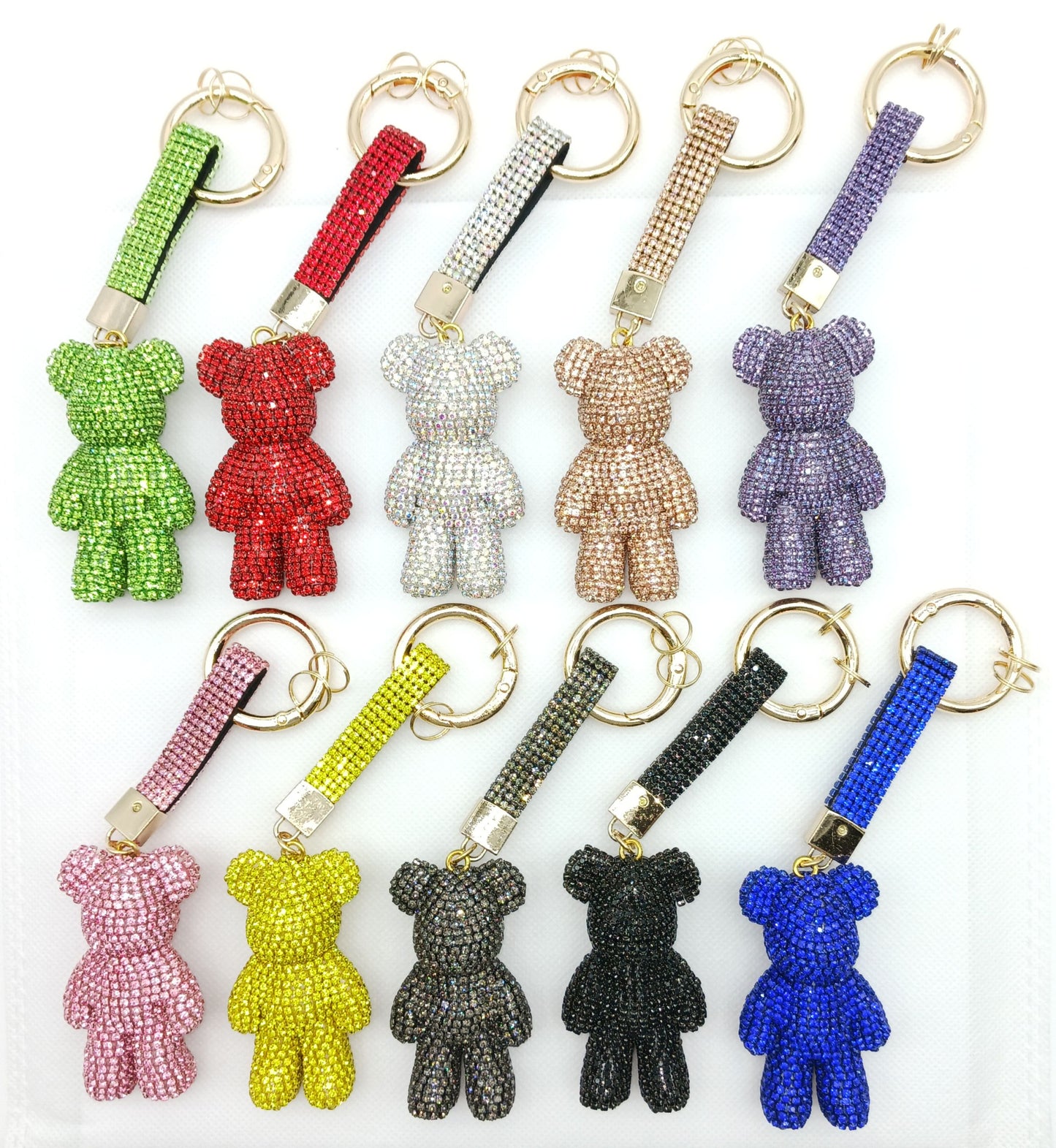 Bling Rhinestone Bear Keychain Bag Charm