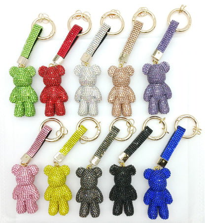 Bling Rhinestone Bear Keychain Bag Charm