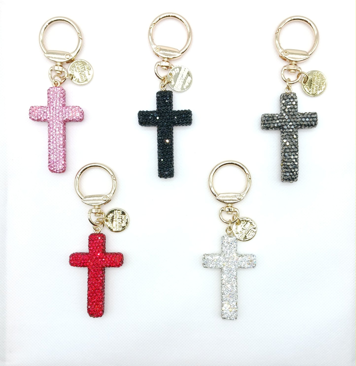Bling Rhinestone Cross Keychain Bag Charm