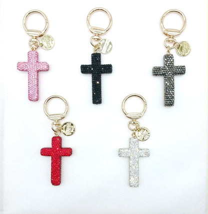 Bling Rhinestone Cross Keychain Bag Charm