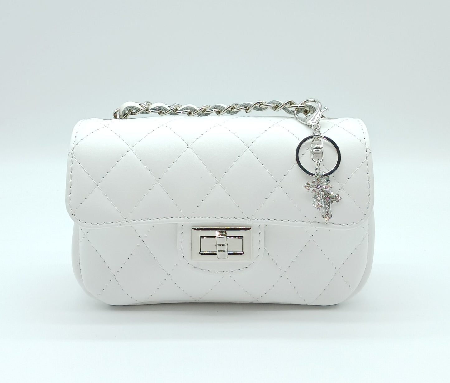 Bling Rhinestone Metal Cross Keychain Bag Charm