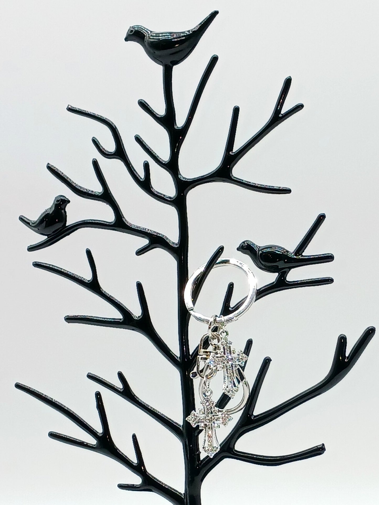 Bling Rhinestone Metal Cross Keychain Bag Charm