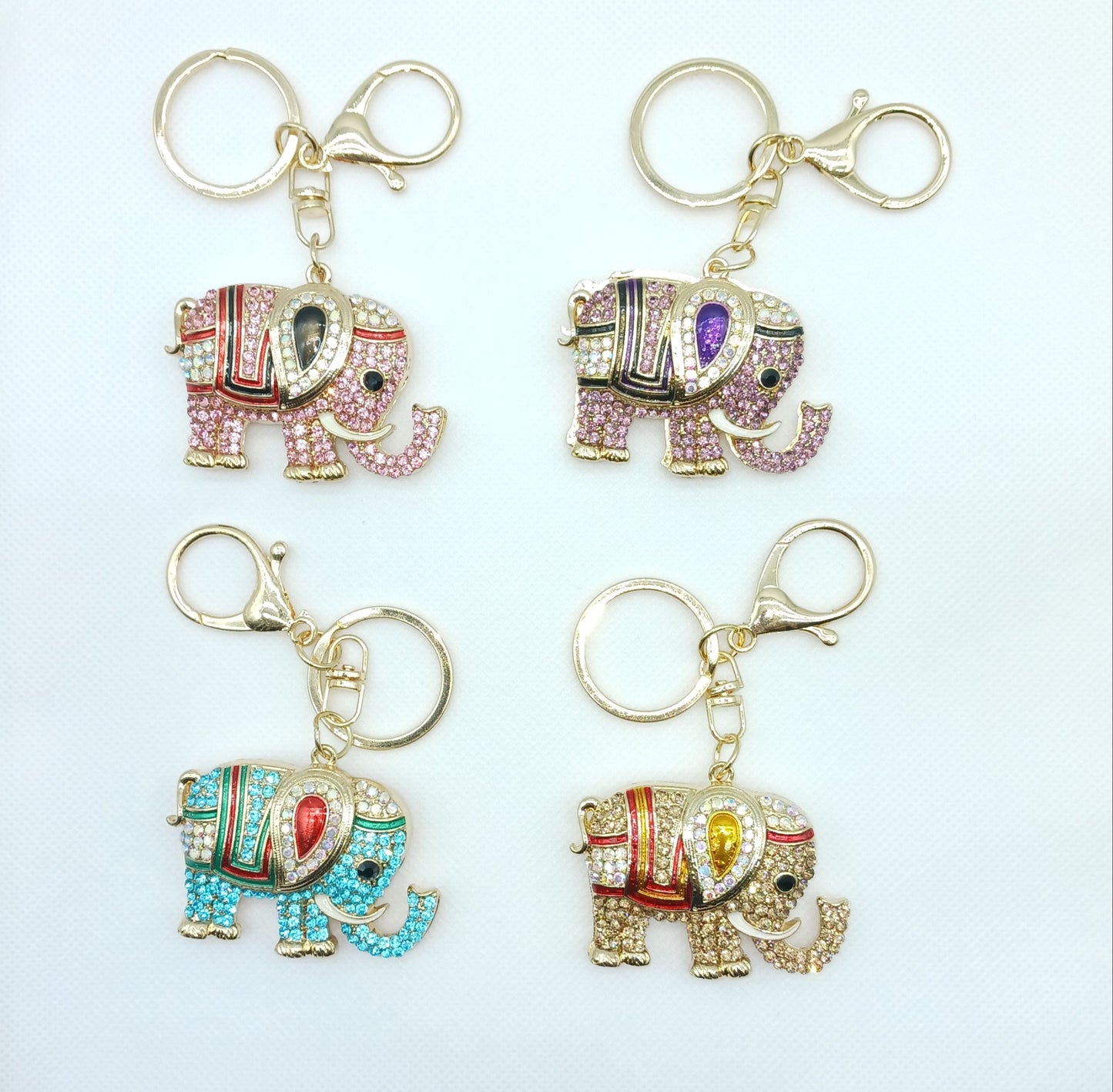 Bling Elephant Rhinestone Keychain Bag Charm