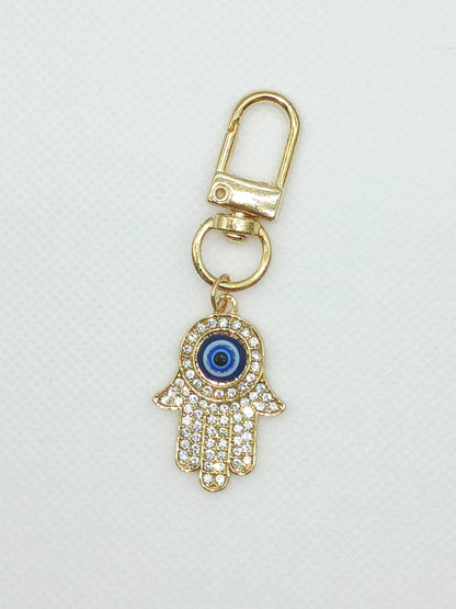 Bling Rhinestone Hamsa Hand Keychain Bag Charm