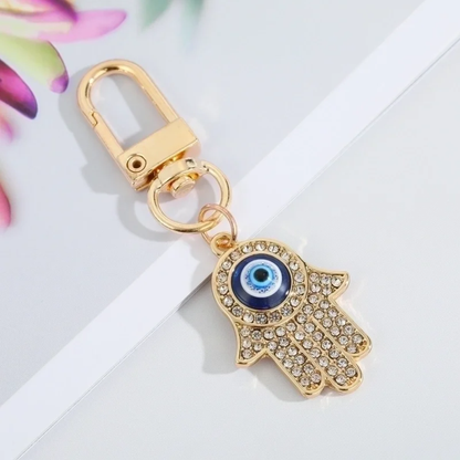 Bling Rhinestone Hamsa Hand Keychain Bag Charm