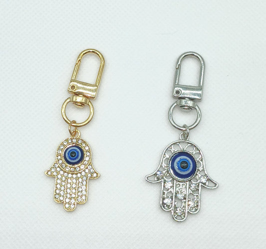Bling Rhinestone Hamsa Hand Keychain Bag Charm