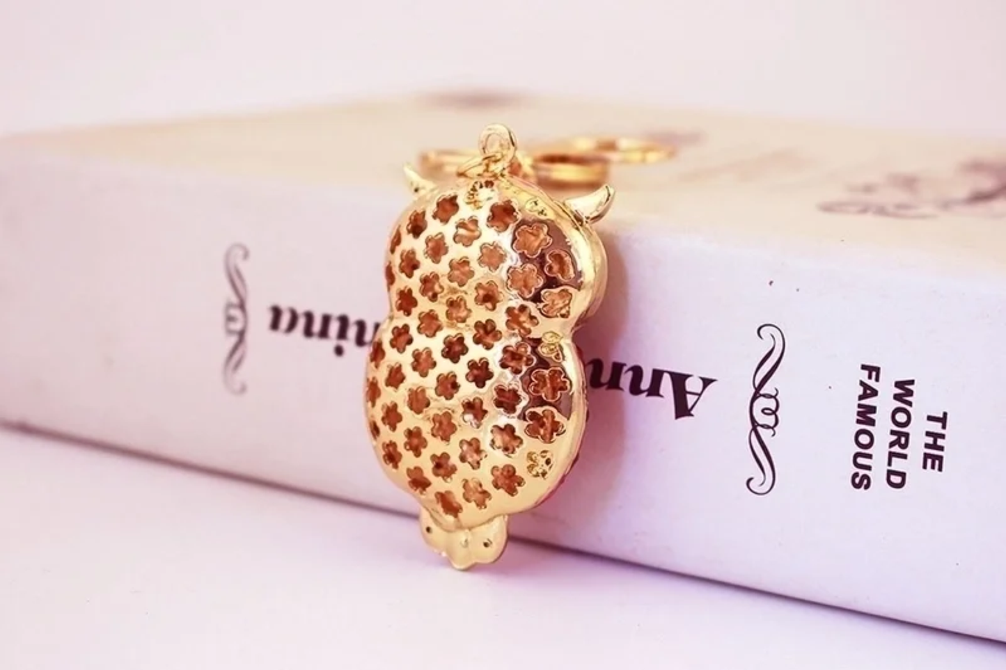 Bling Owl Rhinestone Alloy Keychain Bag Charm