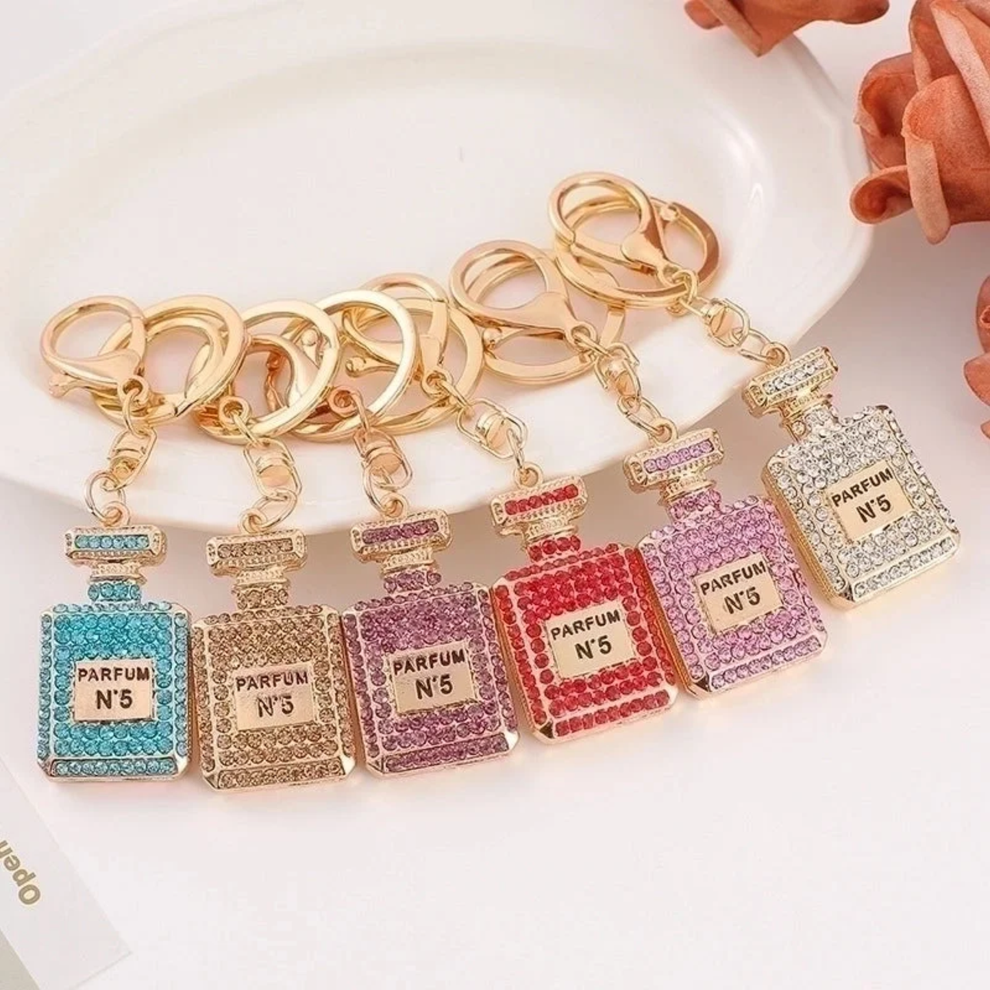 Bling Rhinestone Perfume Bottle Keychain Bag Charm