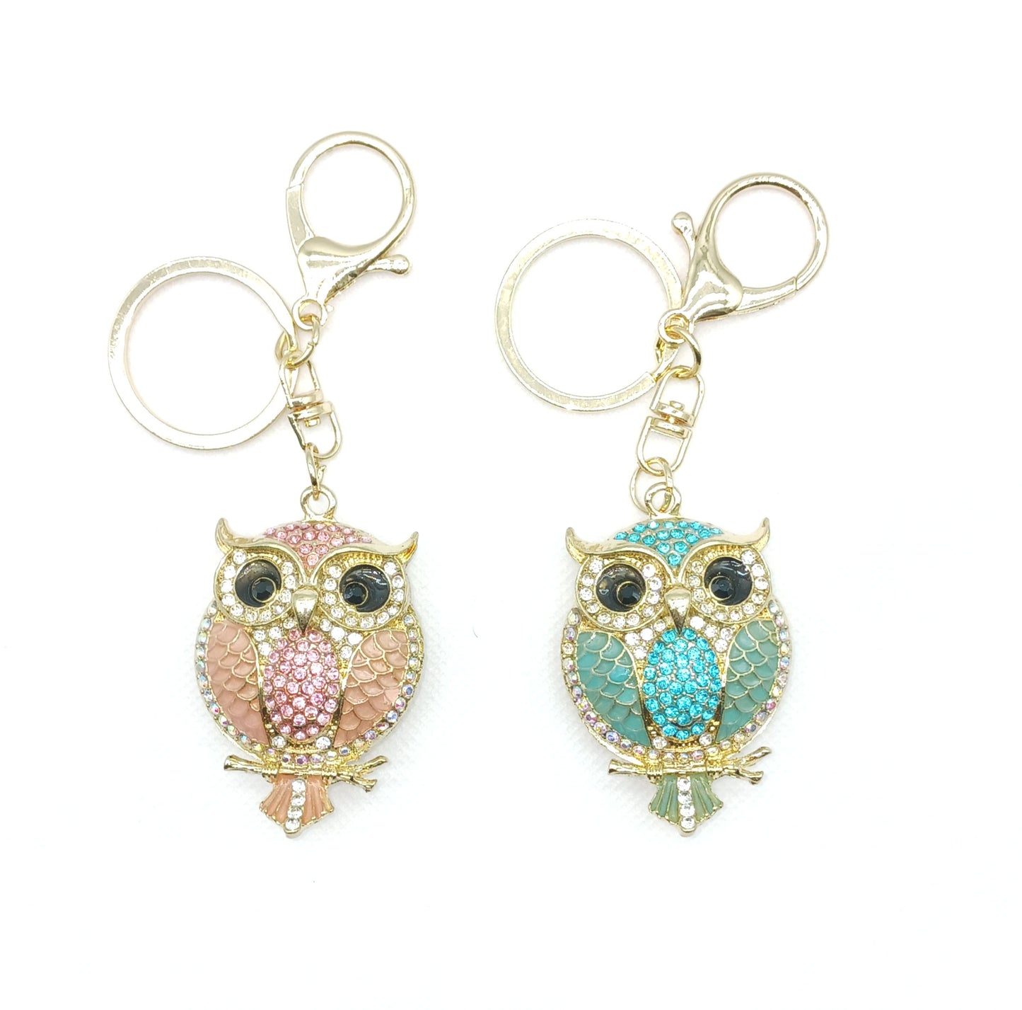 Bling Owl Rhinestone Alloy Keychain Bag Charm