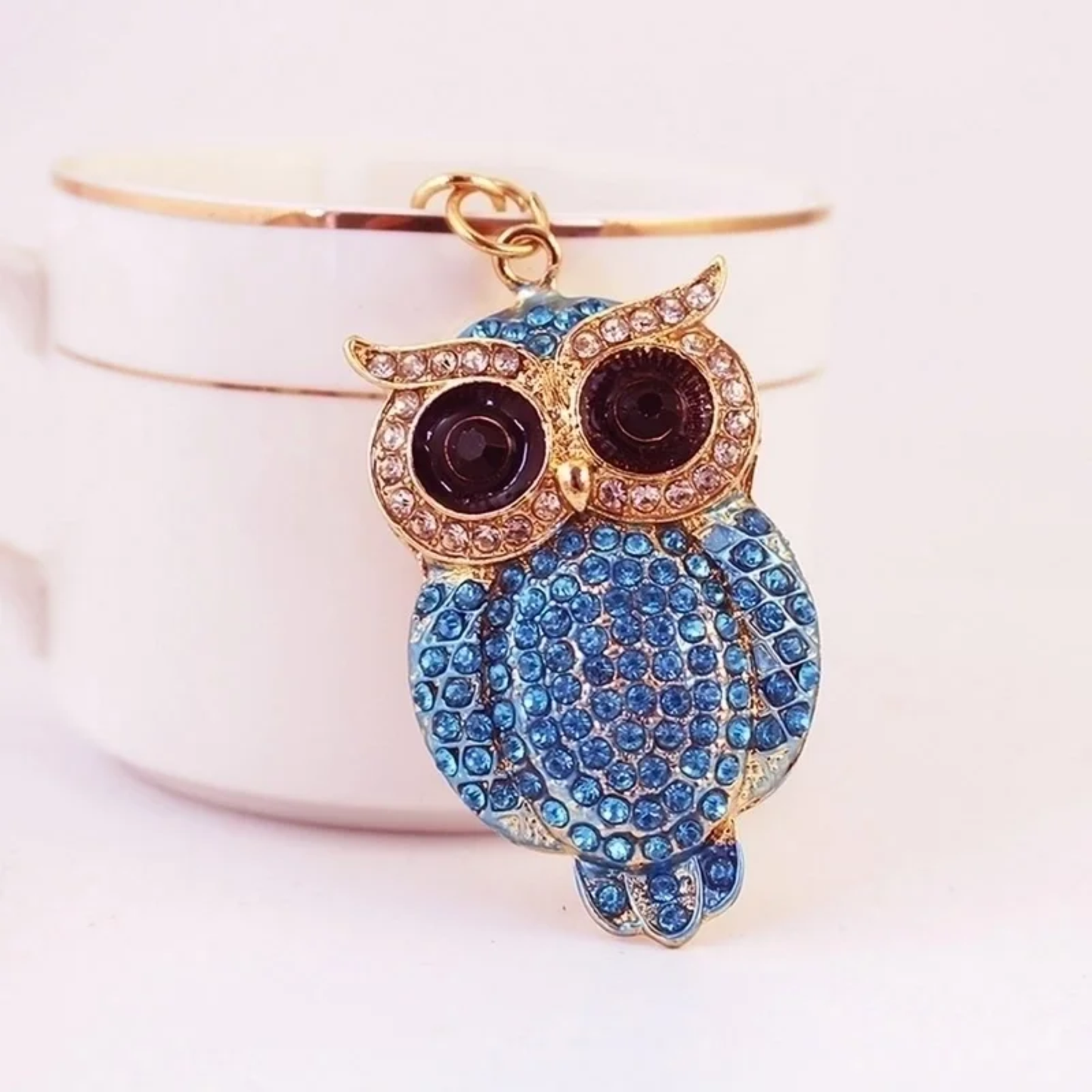 Bling Owl Rhinestone Alloy Keychain Bag Charm
