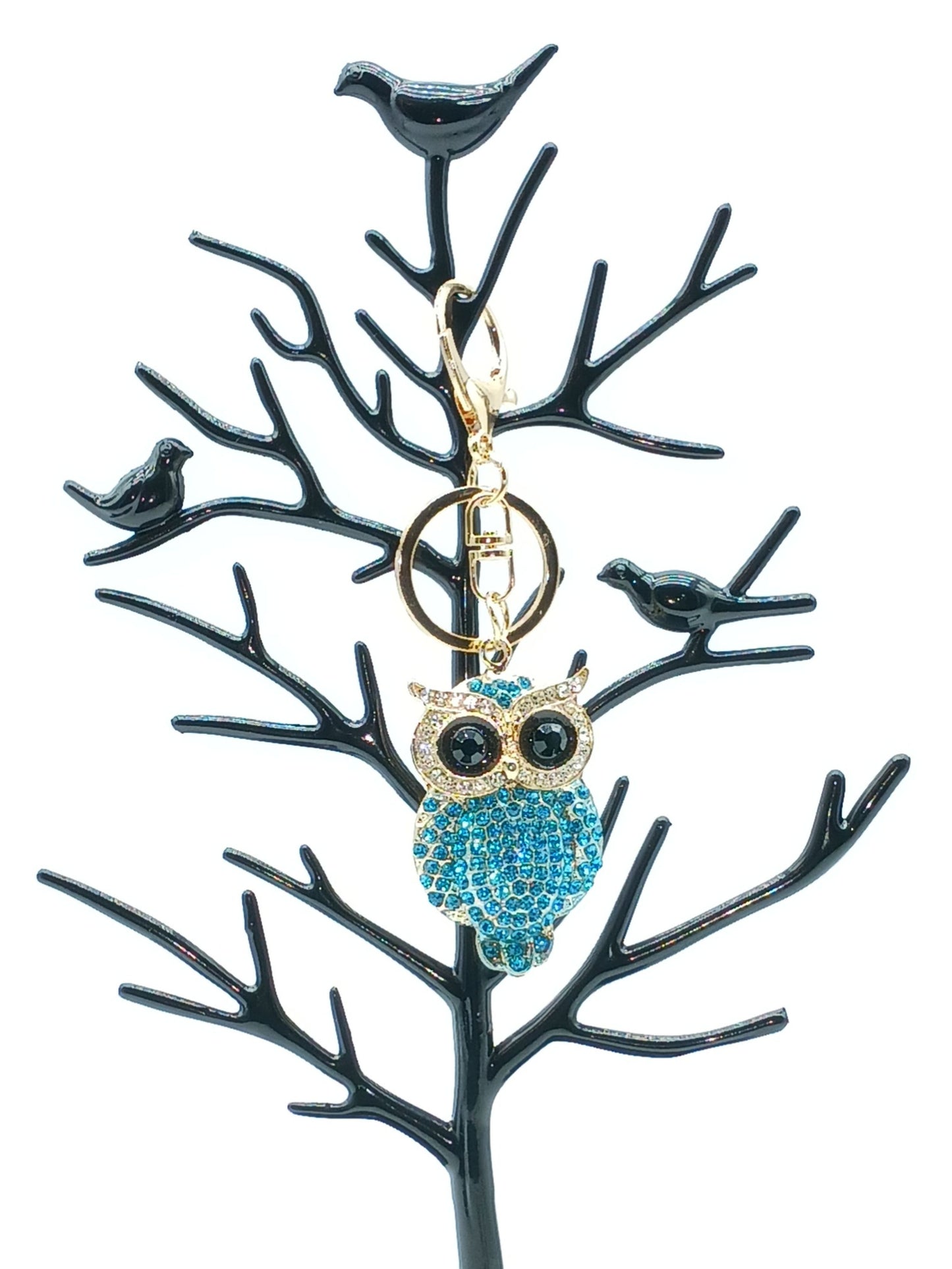 Bling Owl Rhinestone Alloy Keychain Bag Charm