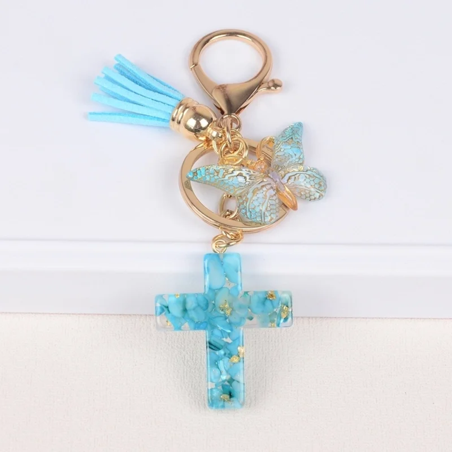 Tassel Butterfly Cross Keychain Bag Charm