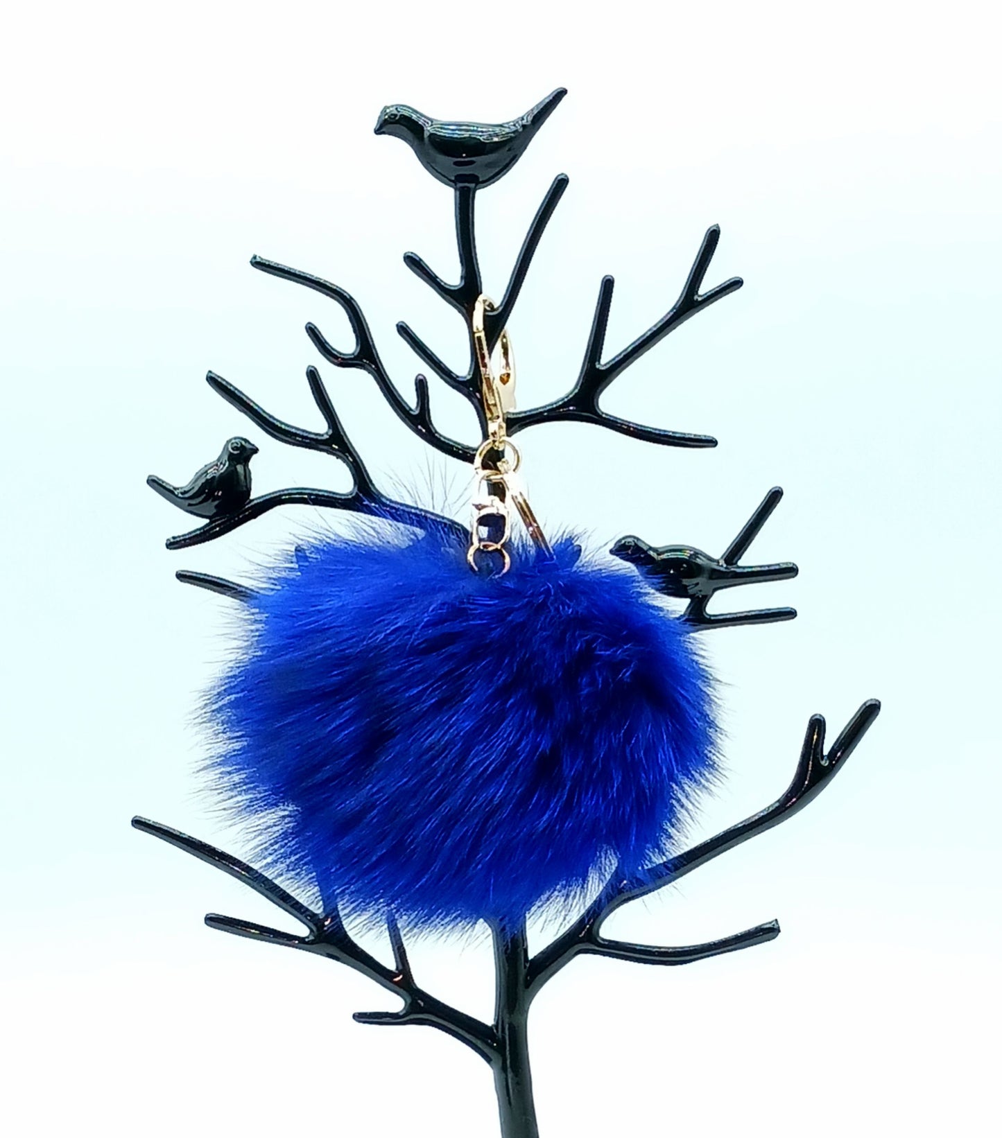 Genuine Fox Fur Round Pom Keychain Bag Charm