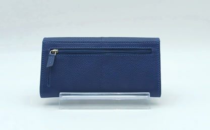 Italian Genuine Pebble Leather Wallet - Blue Jeans