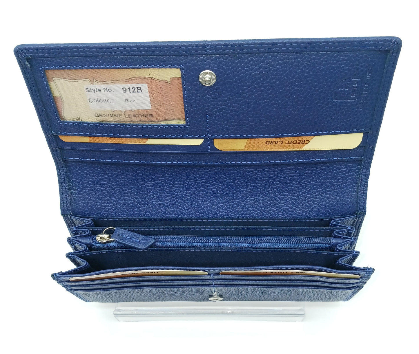 Italian Genuine Pebble Leather Wallet - Blue Jeans