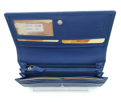 Italian Genuine Pebble Leather Wallet - Blue Jeans