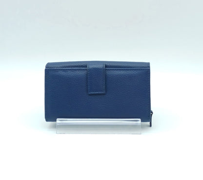 Italian Genuine Pebble Leather Wallet - Blue