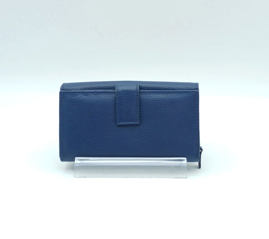 Italian Genuine Pebble Leather Wallet - Blue