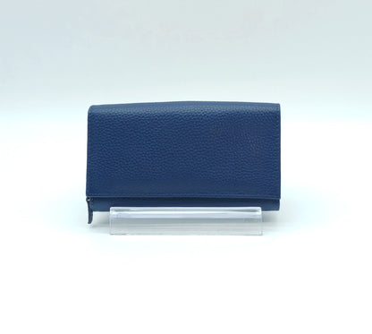Italian Genuine Pebble Leather Wallet - Blue