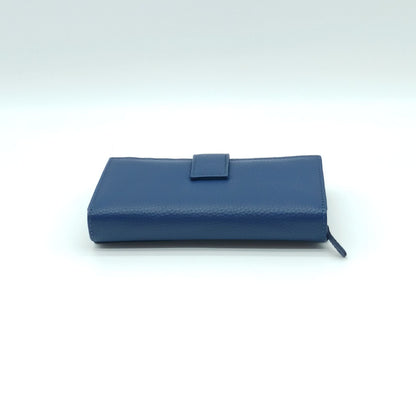 Italian Genuine Pebble Leather Wallet - Blue