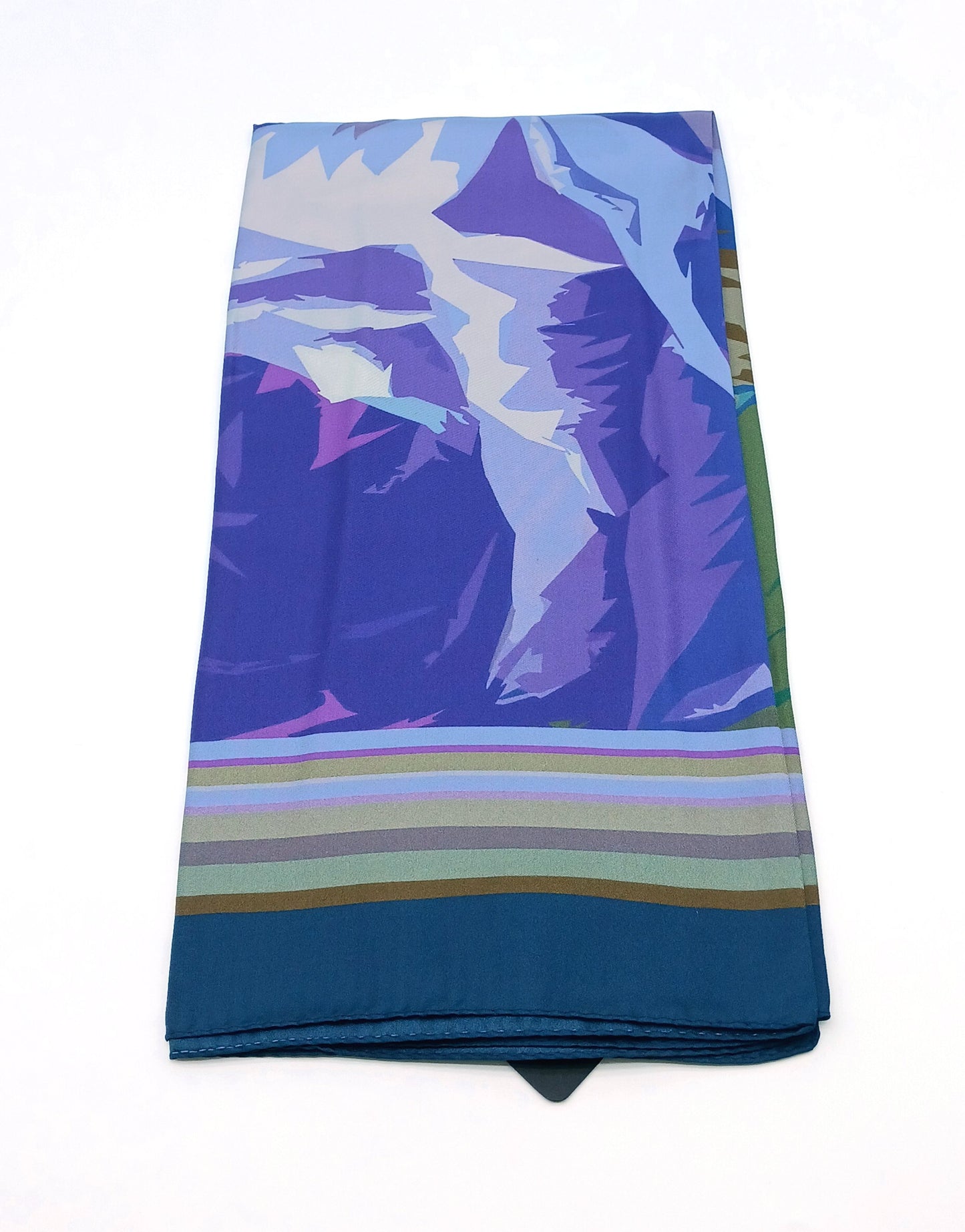 Designer Floral Silk Twill Square Scarf 35x35 – Made In Italy - Ocean Blue