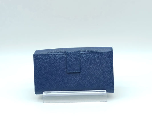 Italian Genuine Pebble Leather Wallet - Blue