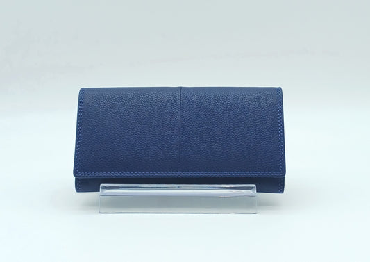 Italian Genuine Pebble Leather Wallet - Blue Jeans