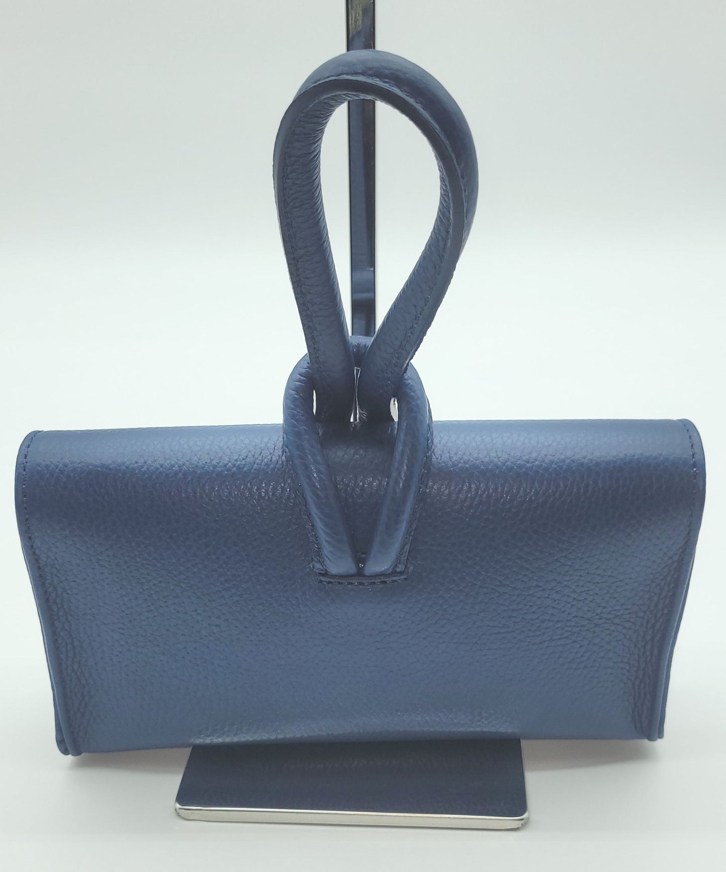 Genuine Pebble Leather Crossbody Handbag - Blue Jeans – Made In Italy