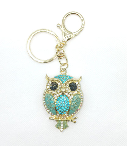 Bling Owl Rhinestone Alloy Keychain Bag Charm