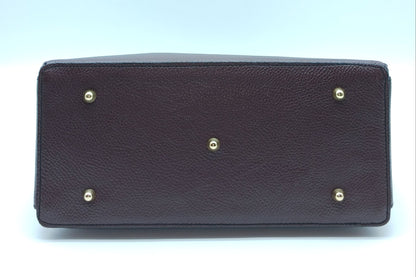 Lock & Key Genuine (Treated) Pebble Leather Handbag Satchel - Bordeaux – Made In Italy