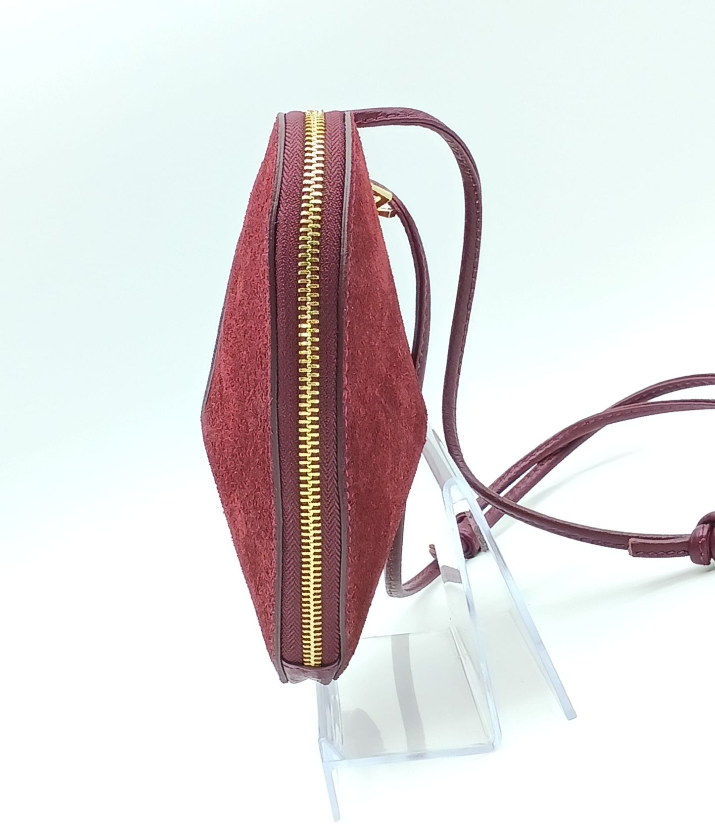 Bordeaux Genuine Suede Heart Crossbody Handbag – Made In Italy