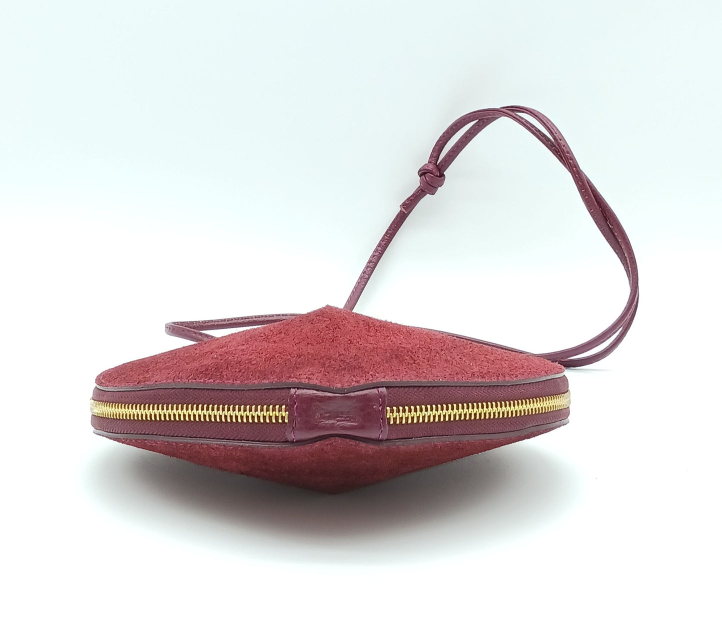 Bordeaux Genuine Suede Heart Crossbody Handbag – Made In Italy