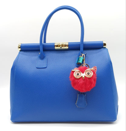 Plush Alloy Owl Keychain Bag Charm – Bright Colors