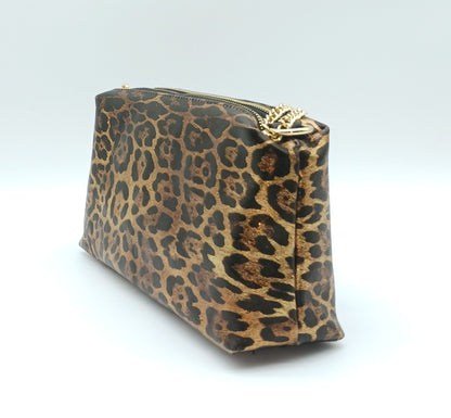 Italian Genuine Leather Metallic Bronze Leopard Crossbody Handbag – Made In Italy