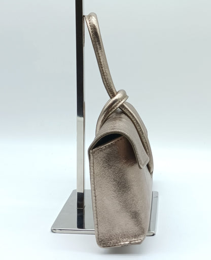 Genuine Pebble Leather Crossbody Handbag - Metallic Bronze – Made In Italy