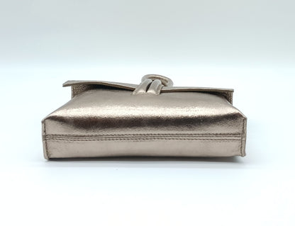 Genuine Pebble Leather Crossbody Handbag - Metallic Bronze – Made In Italy