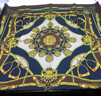 Designer Silk Twill Square Scarf 35x35 – Made In Italy - Brown