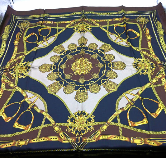 Designer Silk Twill Square Scarf 35x35 – Made In Italy - Brown