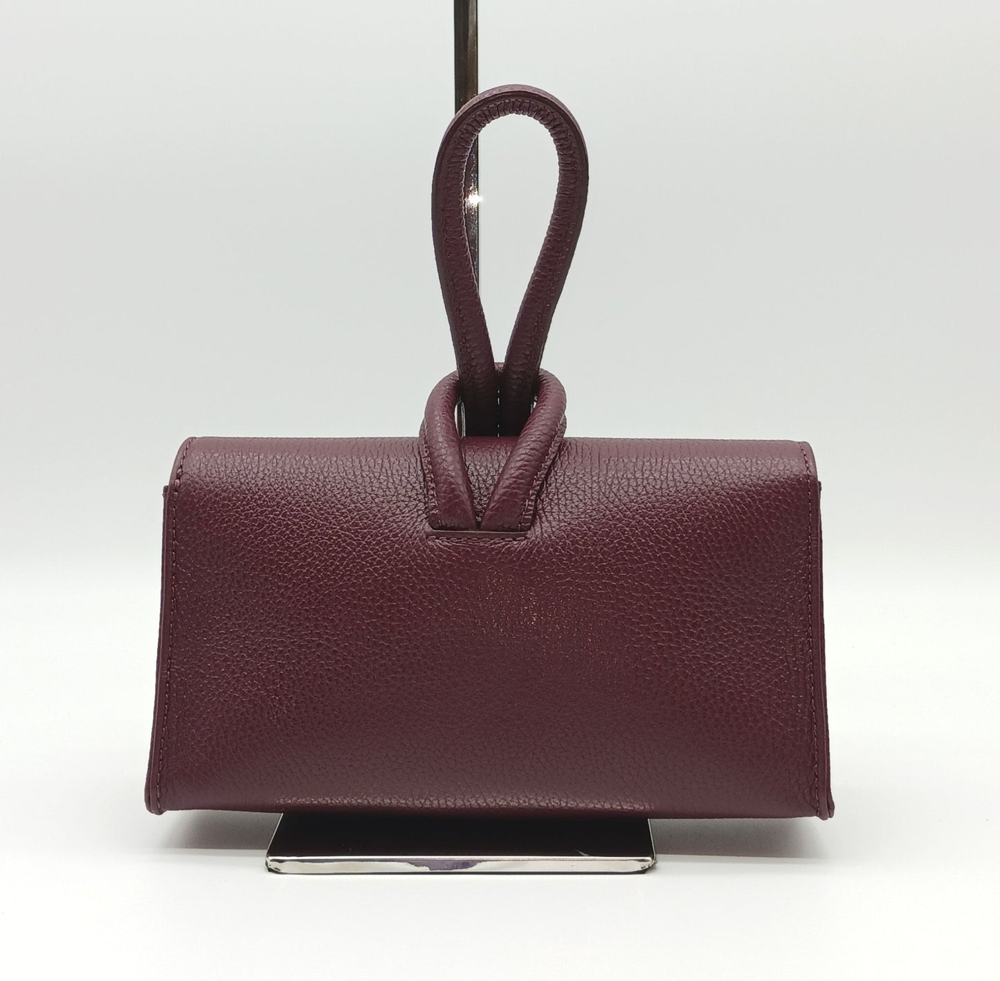 Genuine Pebble Leather Crossbody Handbag - Burgundy – Made In Italy